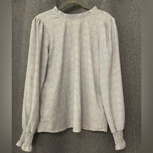 Printed Balloon Long-sleeve Blouse
